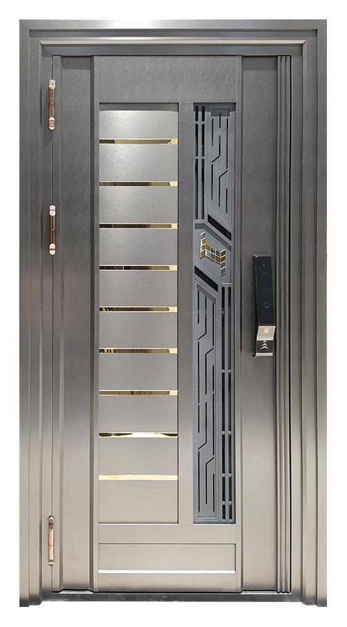 彩色不锈钢门供应商-河源子母仿铜门定制-入户门安装厂家
