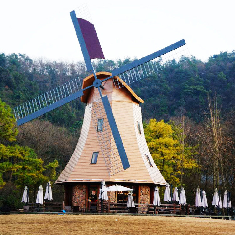 凡蒂洛厂家供应户外防腐木荷兰风车 园林景观大风车