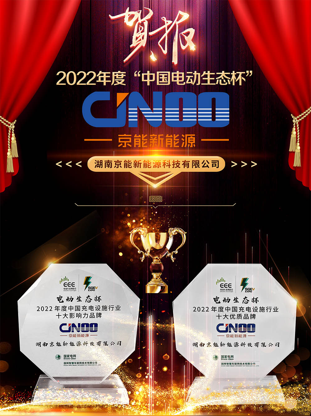 充电桩荣誉|京能新能源荣获2022年度“中国电动生态杯”双奖