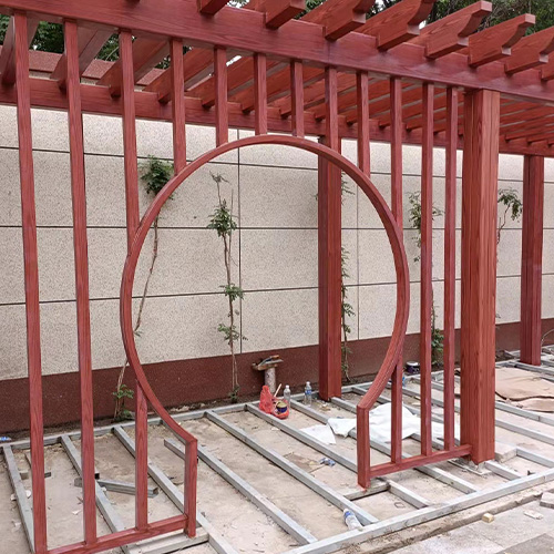 镀锌管木纹漆施工,方管/圆管木纹漆施工,廊架/葡萄架木纹漆施工,混凝